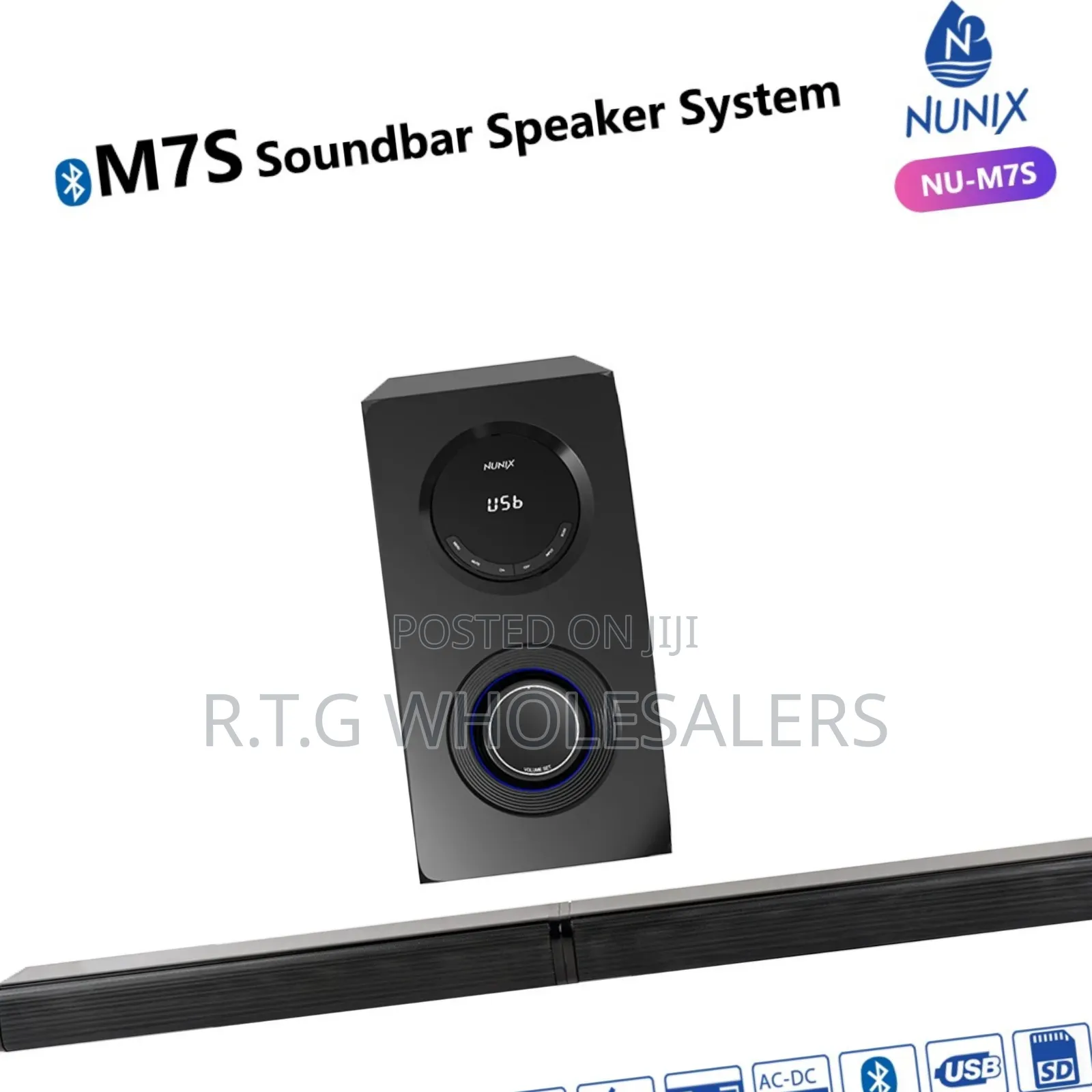 Nunix M7s High Bass Soundbar With Subwoofer – Home Theater Audio