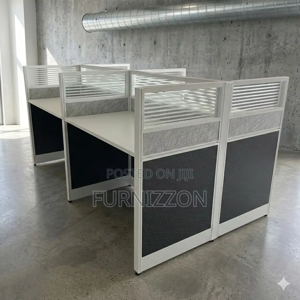 Modern 4 Person Office Cubicle Desk
