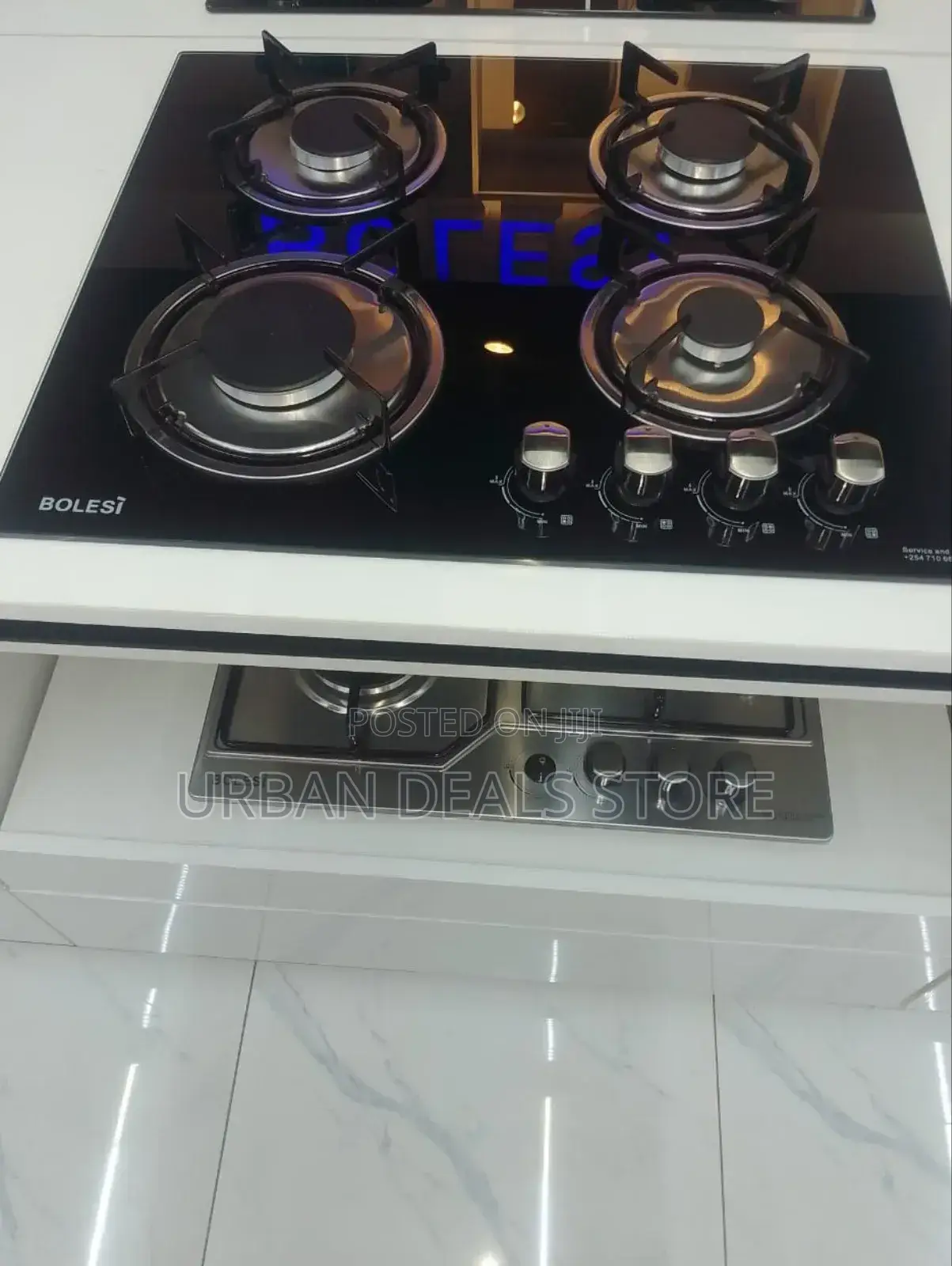 Bolesi Hob 4 Burners Inbuilt Gas Glass Tampared Hod