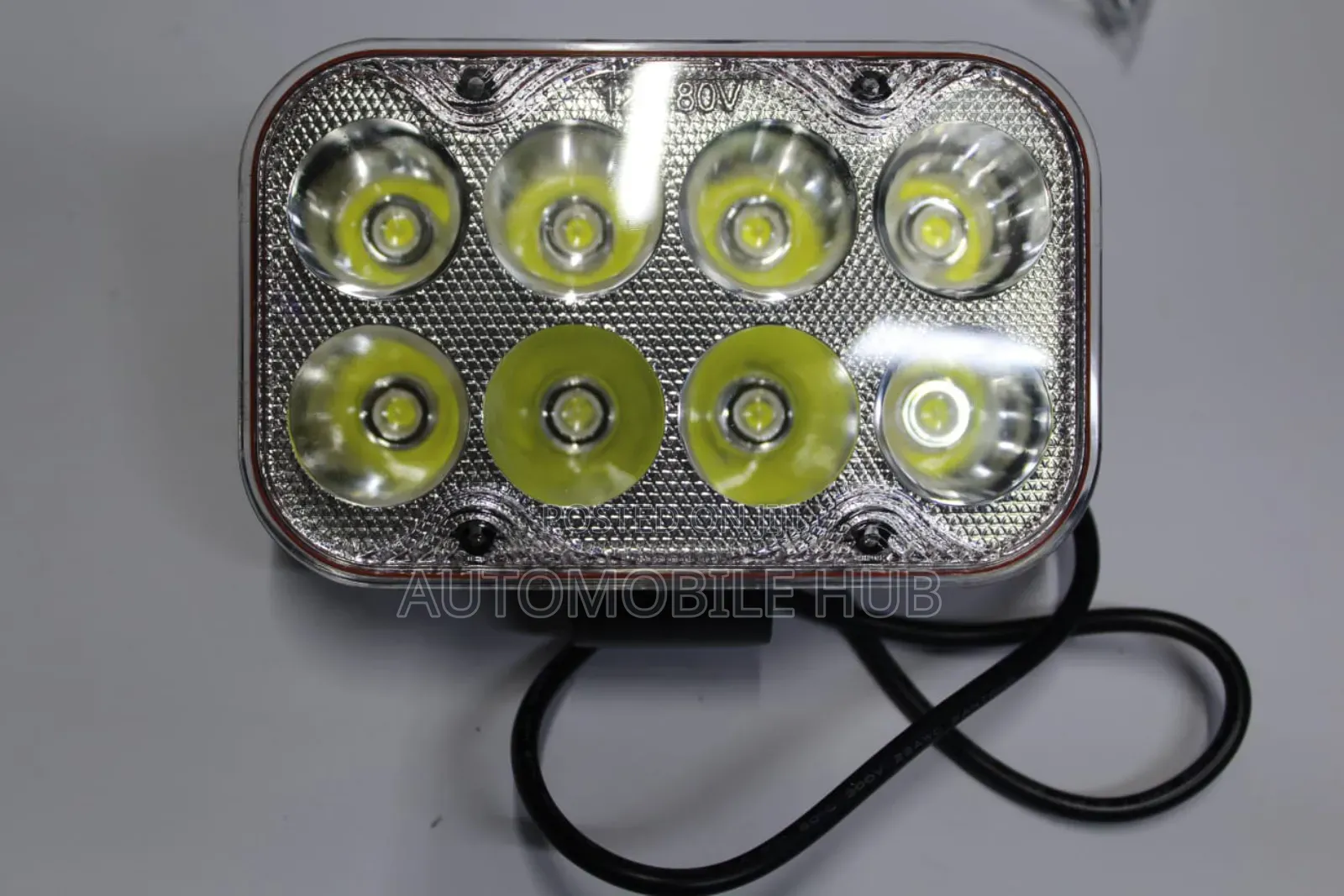 8 Led Motorbike Headlight– Yellow Lens Silver Housing Headlights