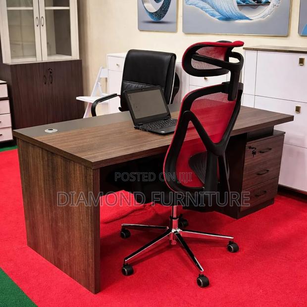 1.6m Executive Office Desk With Side Cabinet Cable Port . - thumbnail 3