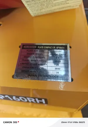 160kgs Plate Compactor With Gx200 Honda Engine