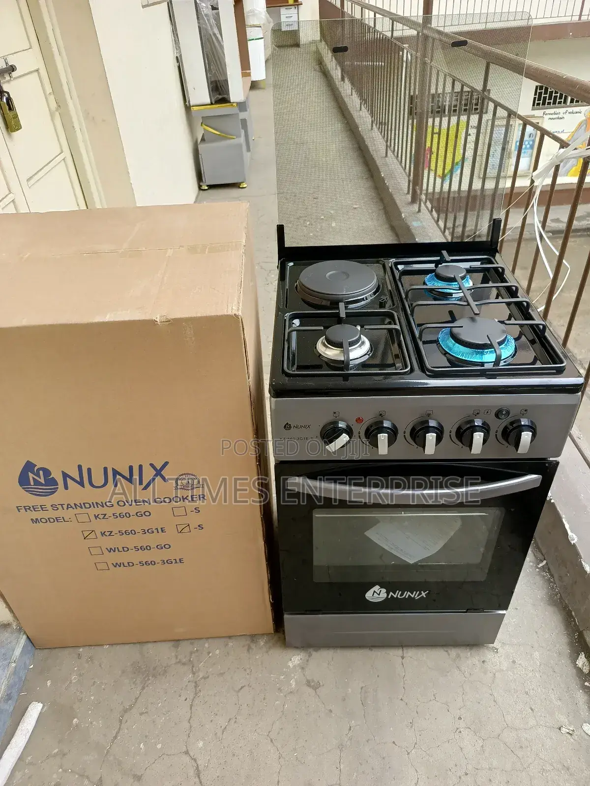 Nunix 50*55cm 3gas+1electric Standing Cooker Electric Oven