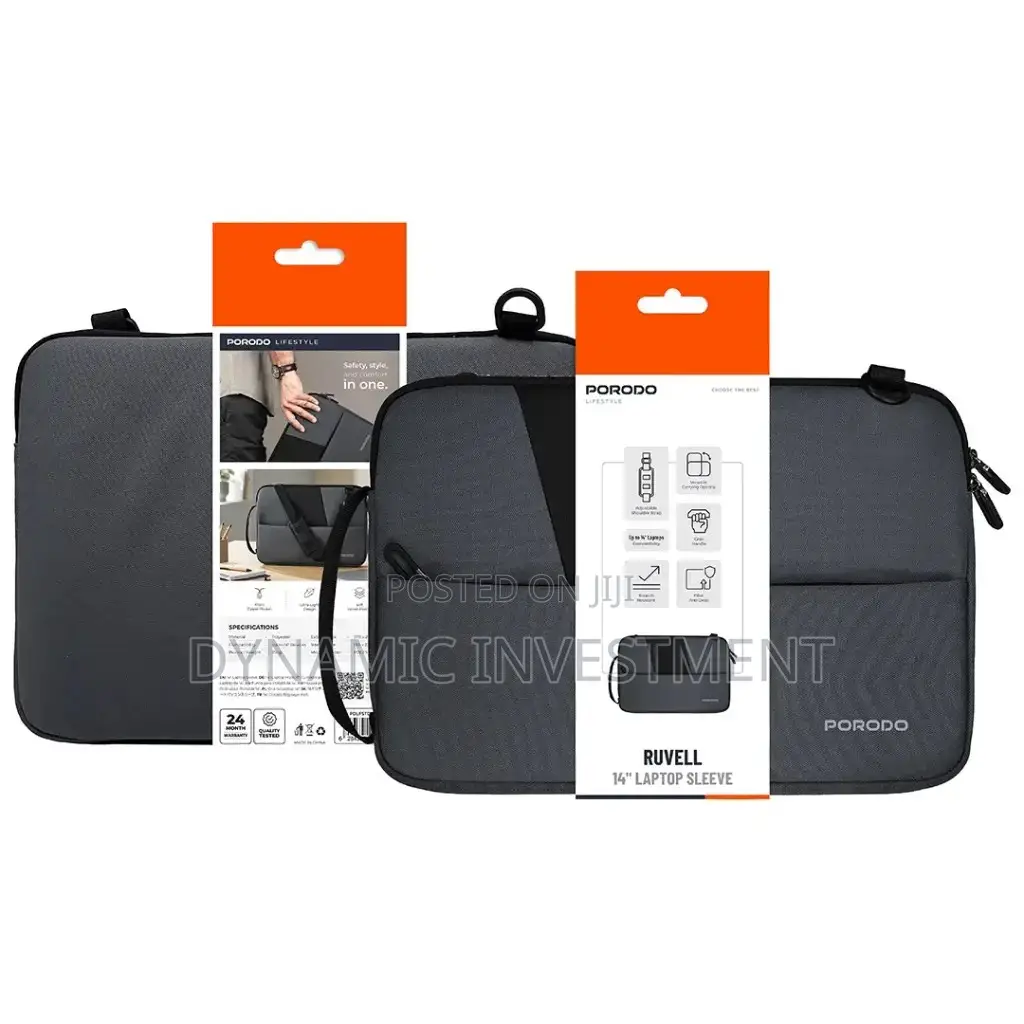 Porodo Lifestyle Ruvell 14" 16" Laptop Sleeve - Grey