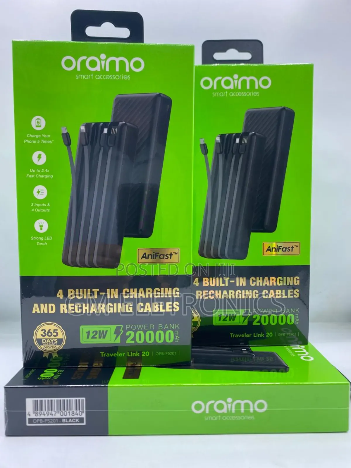 Oraimo 20000mah Power Bank With Attached Cable-5201