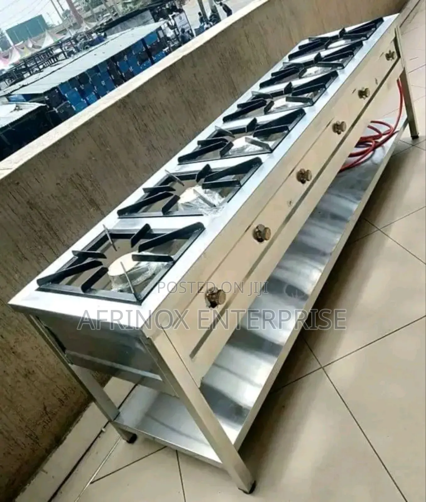 Stainless Steel 6 Burner Cooker With Undershelf