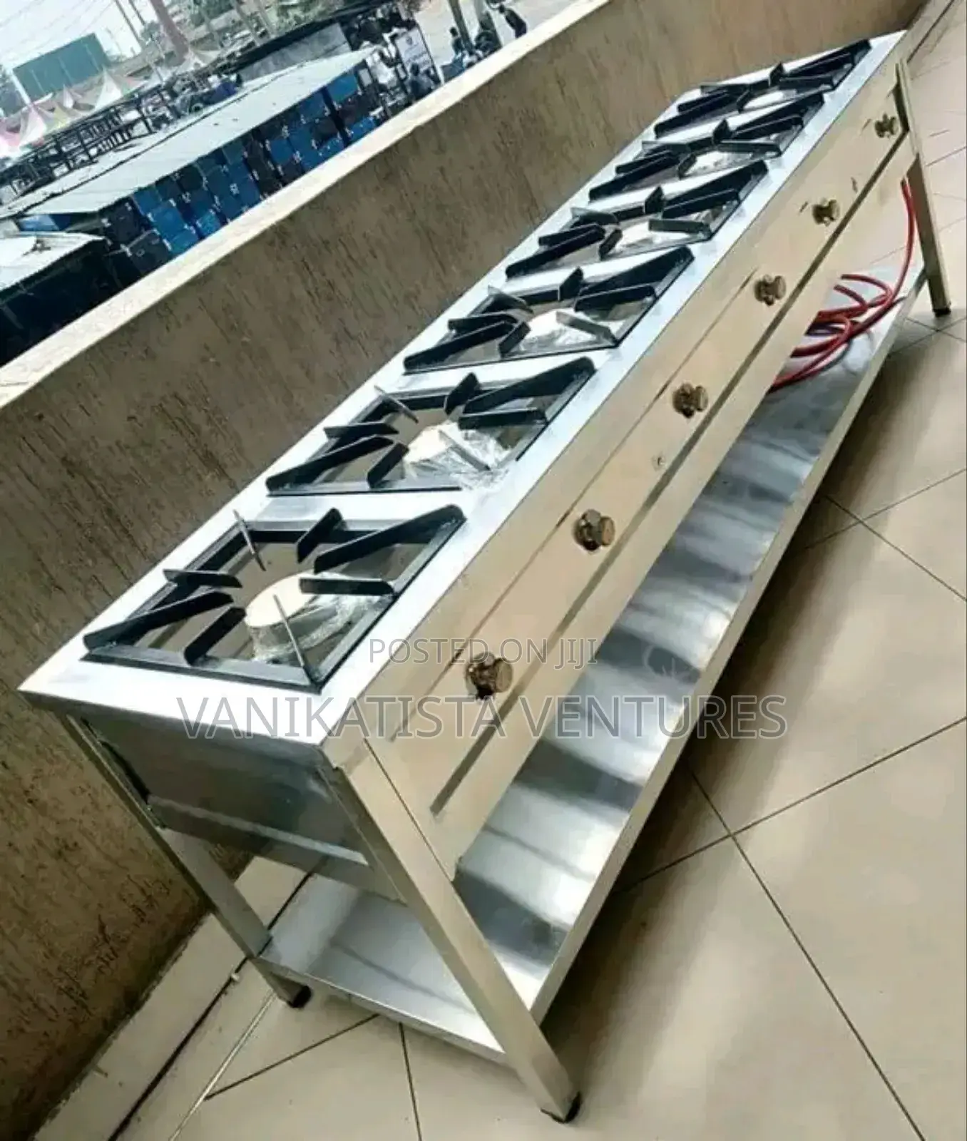 Stainless Steel 6 Burner Cooker With Undershelf