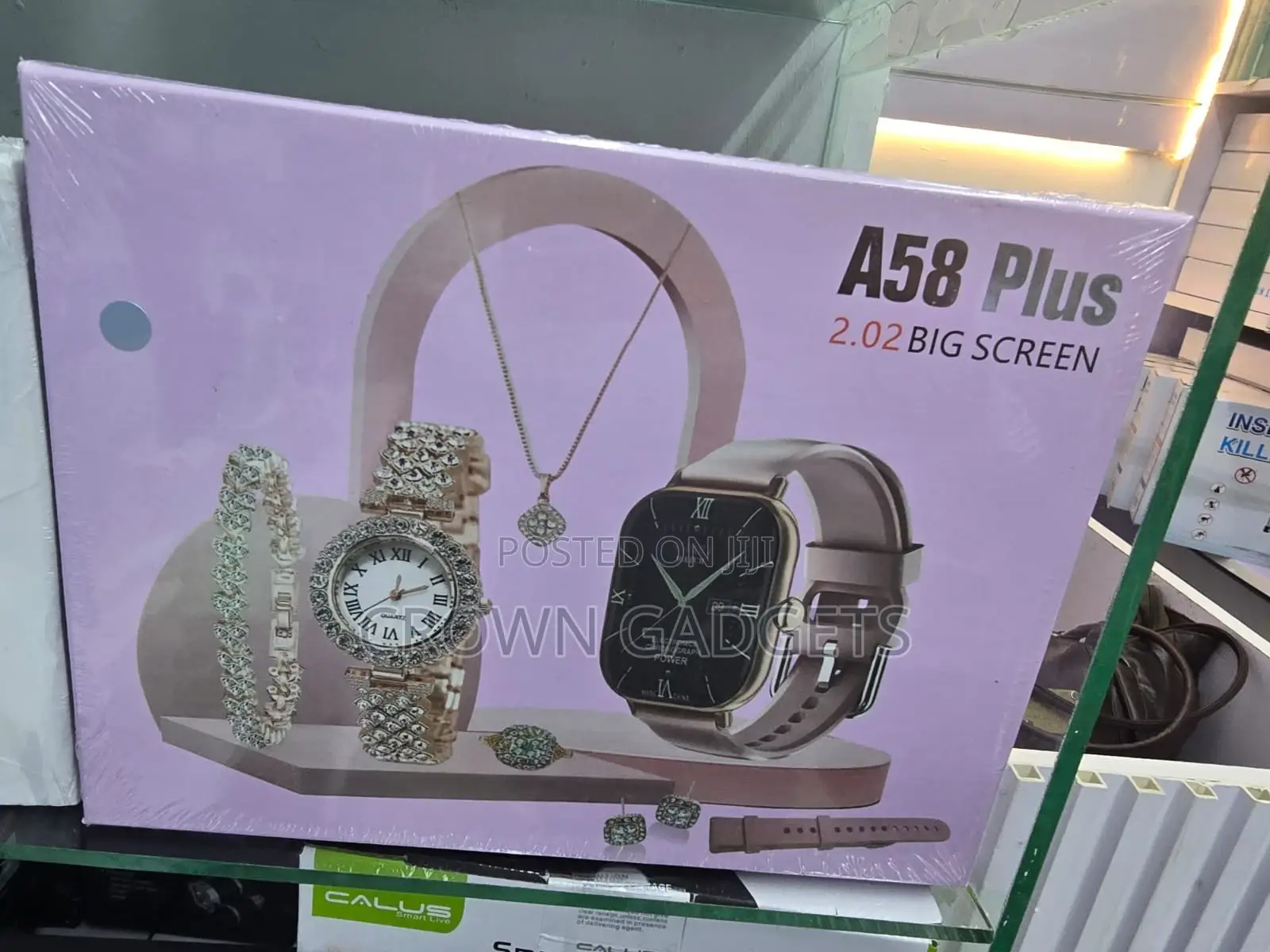 A58 Plus 2.02" Smartwatch With Jewelry Analog Watch