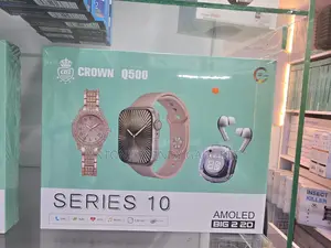 Crown Q500 3-in-1 Smartwatch Set With Wireless Earbuds
