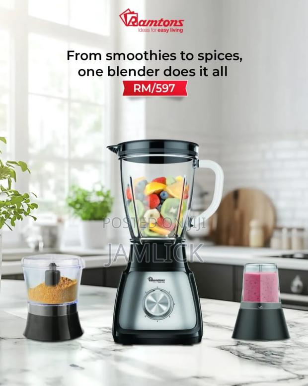 Rm597 Ramtons Speed Blender With Chopper Mill - Bn