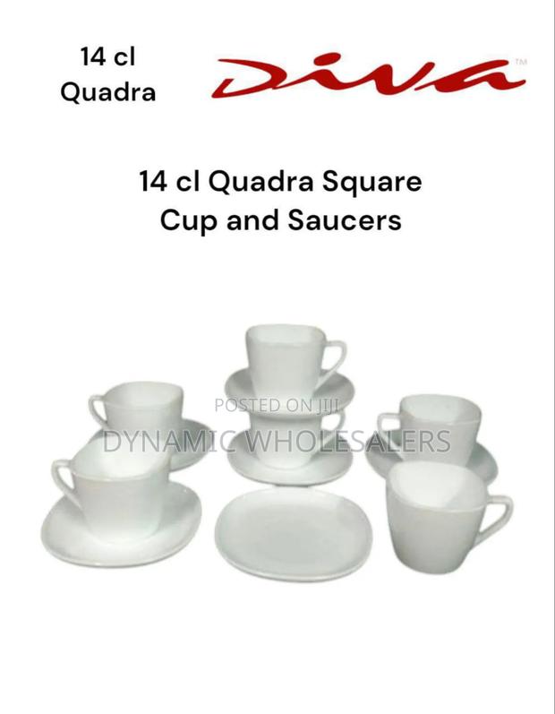14 Cl Quadra Square Cup and Saucers