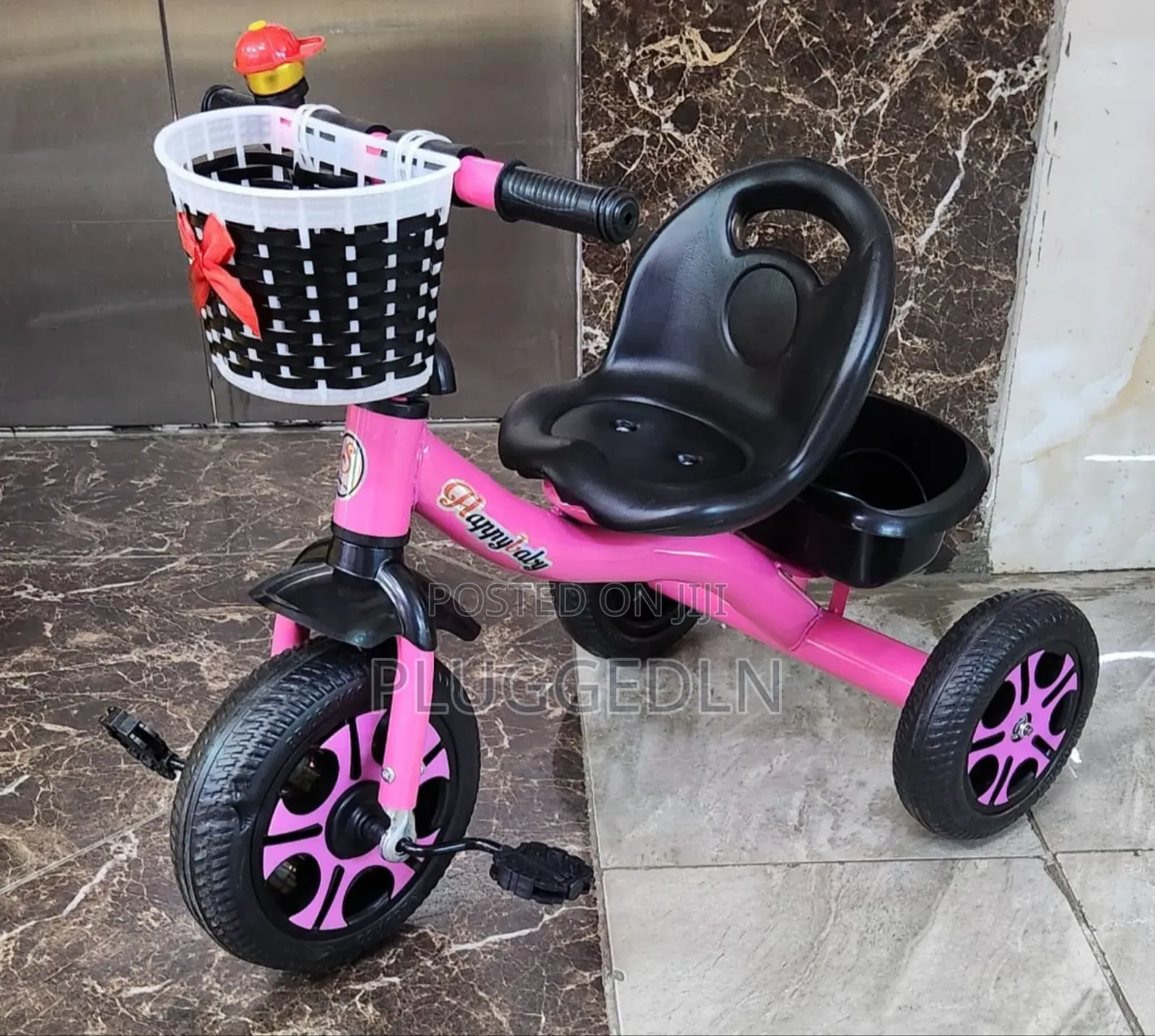 Pink Kids' Tricycle With Basket