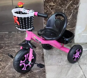 Pink Kids' Tricycle With Basket