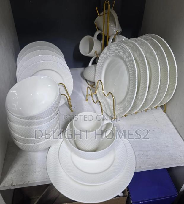 24pcs Ceramic Dinner Set White-Jim - main view