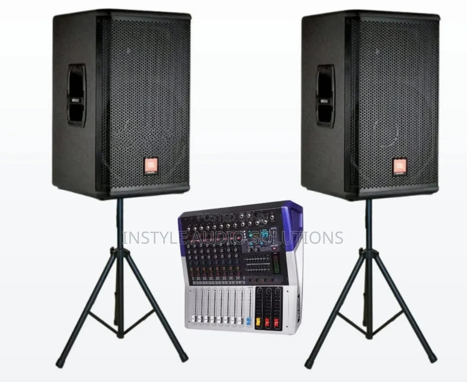 8 Channels Pro Powered Mixer- (2) JBL 15" Mid Range Speakers System