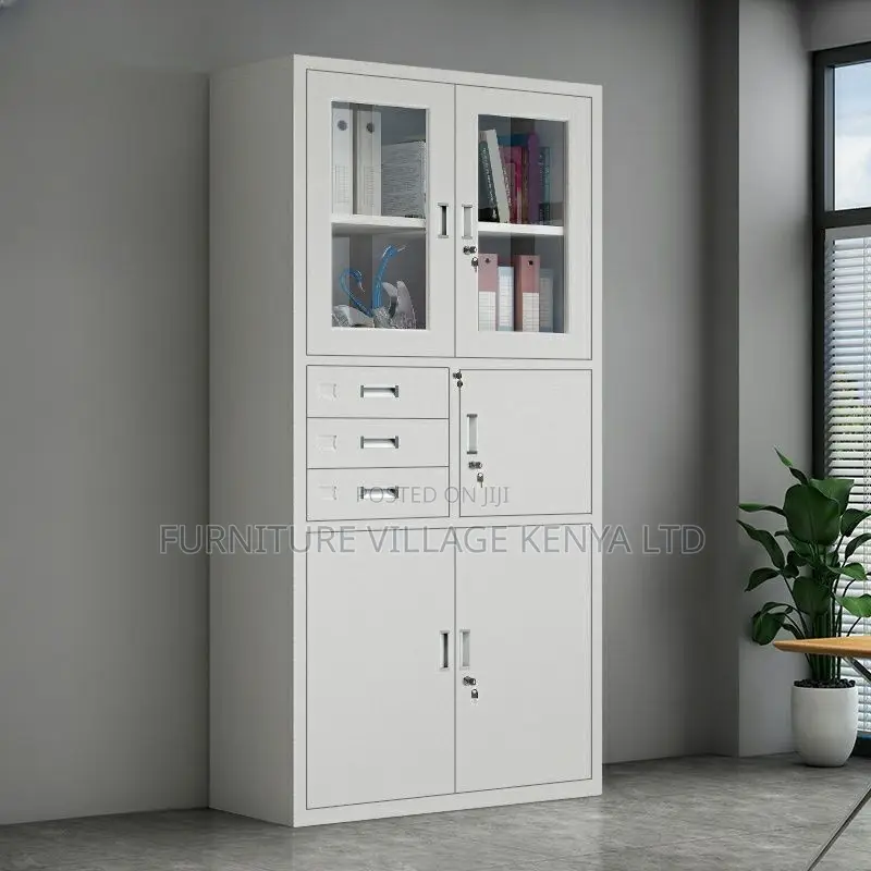 Office Cabinet; Metallic Filing Cabinet With Safe