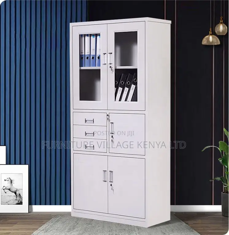 Office Cabinet; Metallic Filing Cabinet With Safe