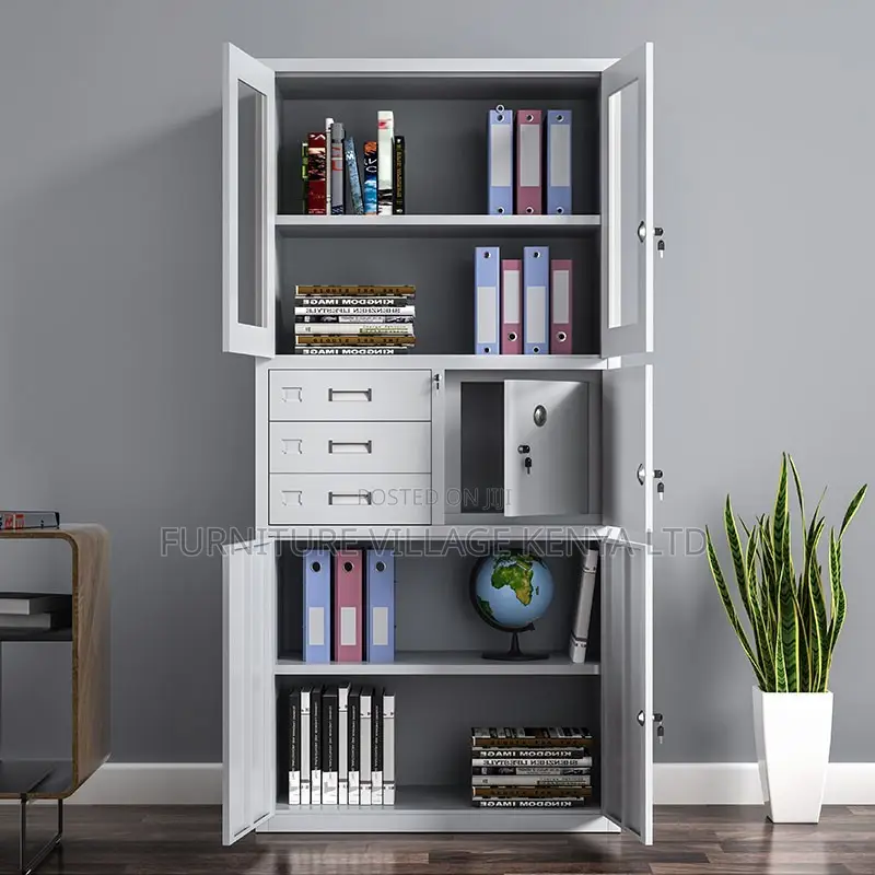 Office Cabinet; Metallic Filing Cabinet With Safe