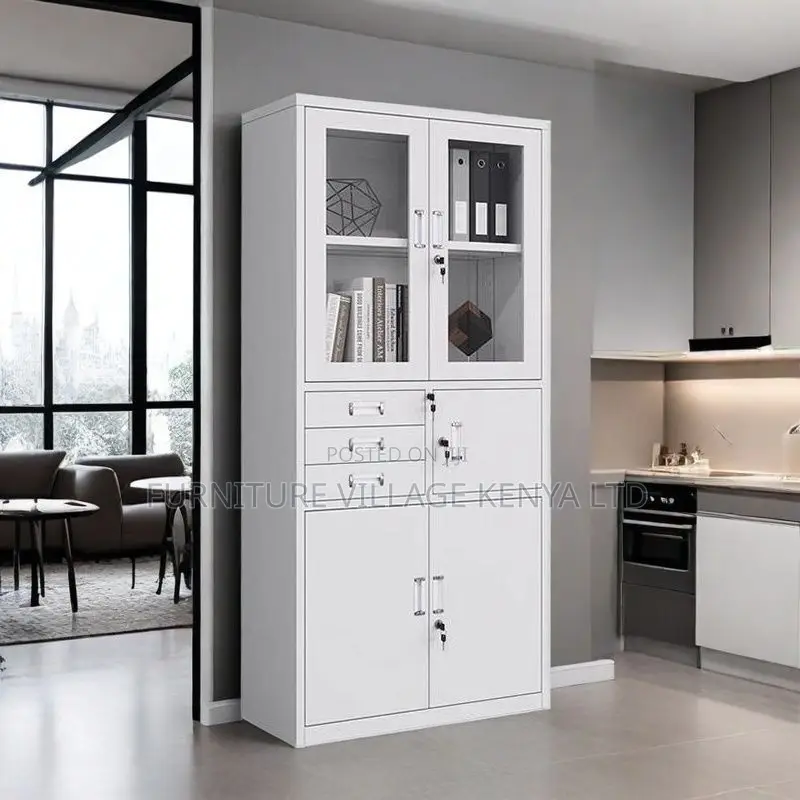 Office Cabinet; Metallic Filing Cabinet With Safe