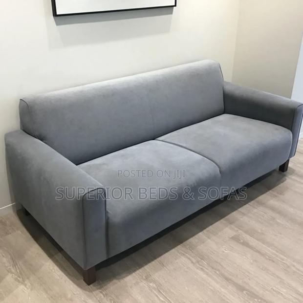 Modern Minimalist Grey Fabric Three Seater Sofa