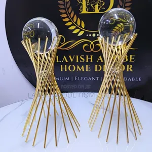 Decorative Gold Metallic Stand With Clear Crystal Ball
