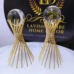 Decorative Gold Metallic Stand With Clear Crystal Ball