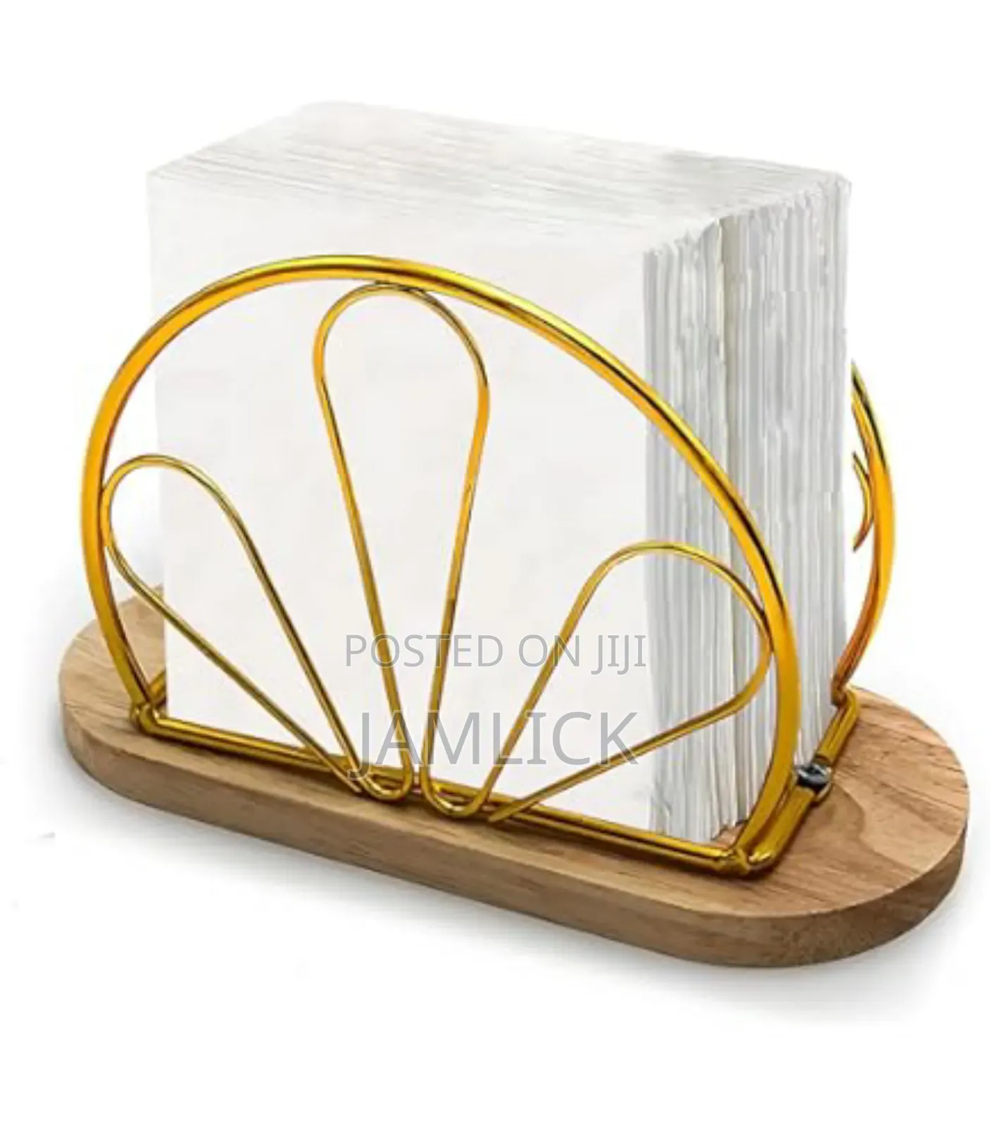 Metallic Hemisphere Serviet Holder With Bamboo Base - Pm