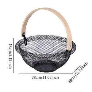 29cm Brim Rounded Mesh Fruit Basket With Bamboo Handle - Pm - thumbnail 2