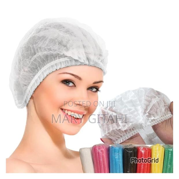 Disposable Non Woven Hair Nets *@ White And Blue