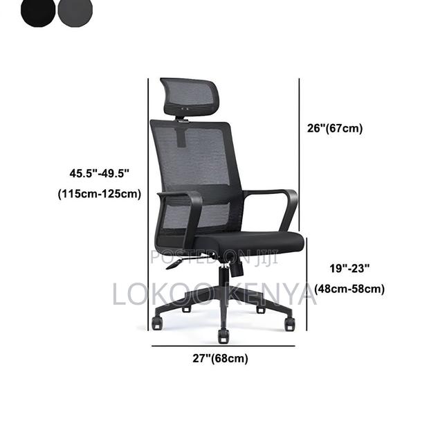 Office Chair; Mesh High Back Black Office Computer Seat - thumbnail 2
