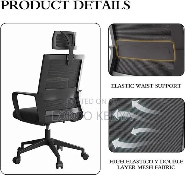 Office Chair; Mesh High Back Black Office Computer Seat - thumbnail 4