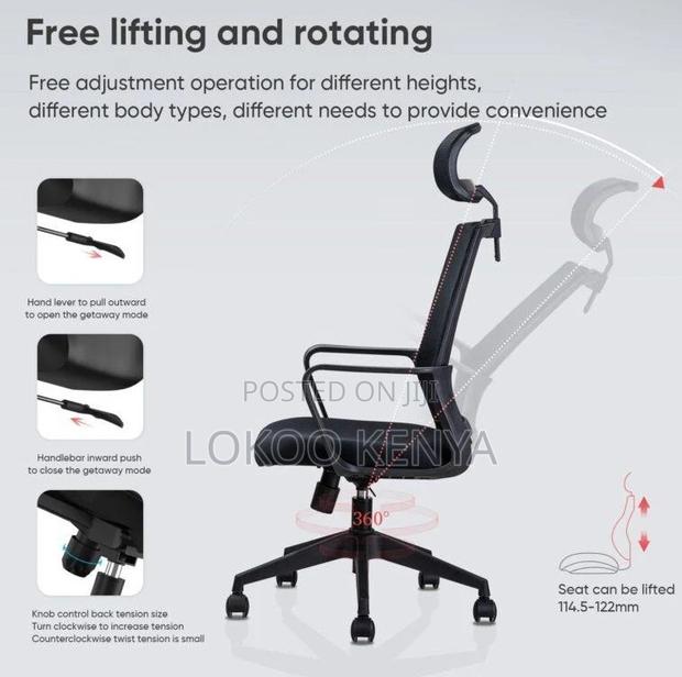 Office Chair; Mesh High Back Black Office Computer Seat - thumbnail 6