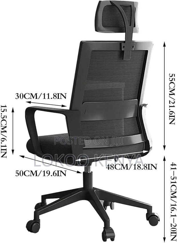 Office Chair; Mesh High Back Black Office Computer Seat - thumbnail 8