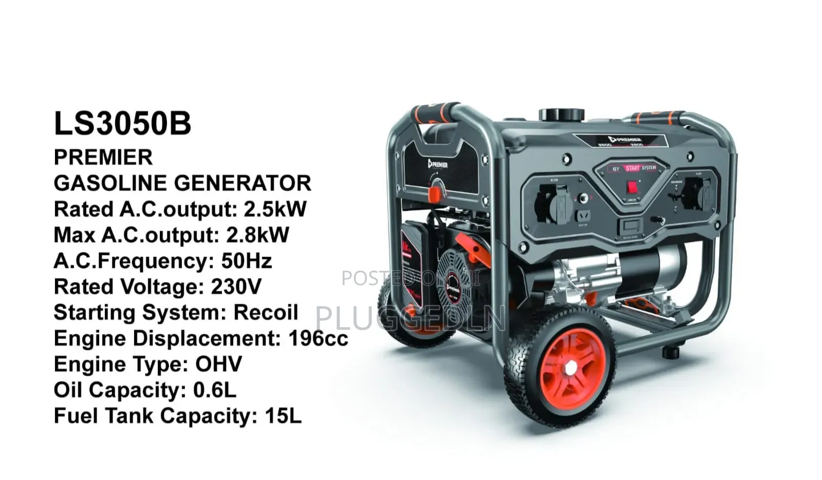 Premier Gasoline-Powered Generator Model Ls3050b. 2.5kw