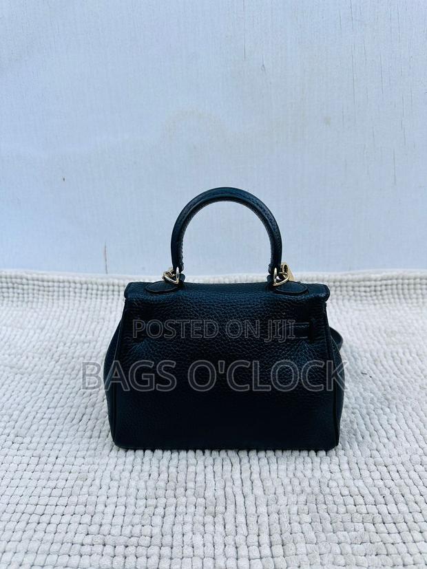Chic Black Leather Mini Top-Handle Satchel With Crossbody Strap - thumbnail 3
