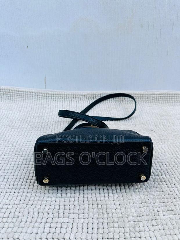 Chic Black Leather Mini Top-Handle Satchel With Crossbody Strap - thumbnail 4