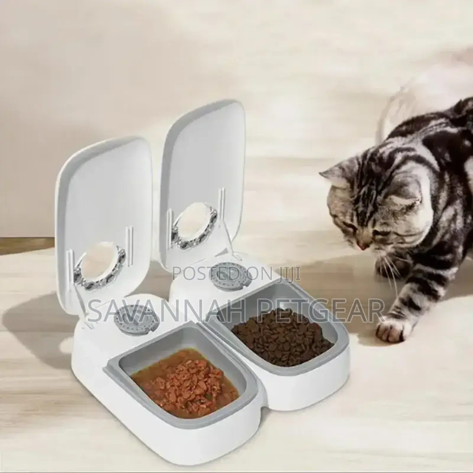 Pop-Open Timed Automatic Pet Food Feeder, Wet or Dry, 1 and 2 Meals