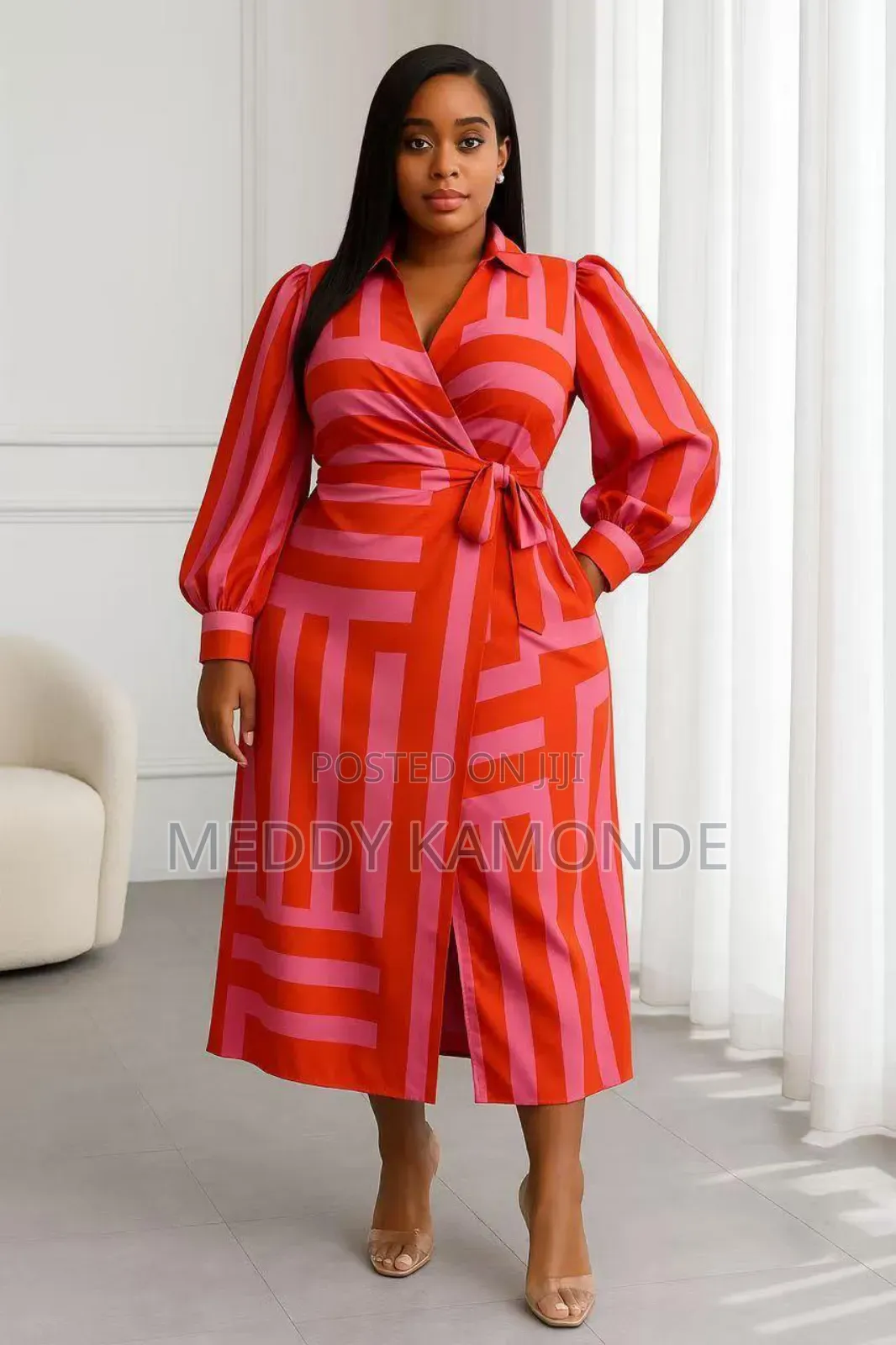 Blue Stripe Wrap Dress