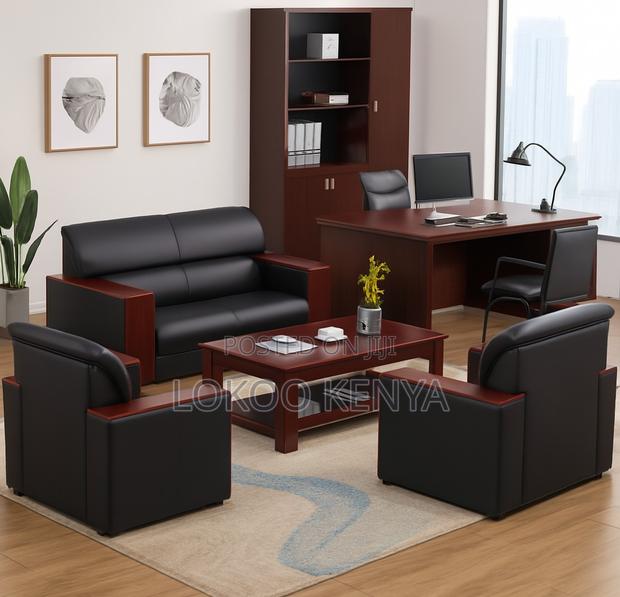 Office Sofas; 5 Seater Executive Leather Reception-Waiting Sofas