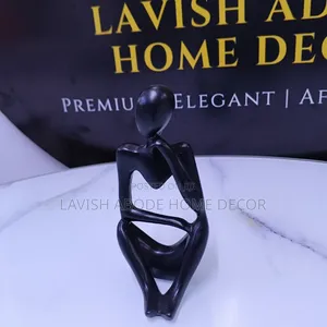 Black Thinking Man Statue Decor