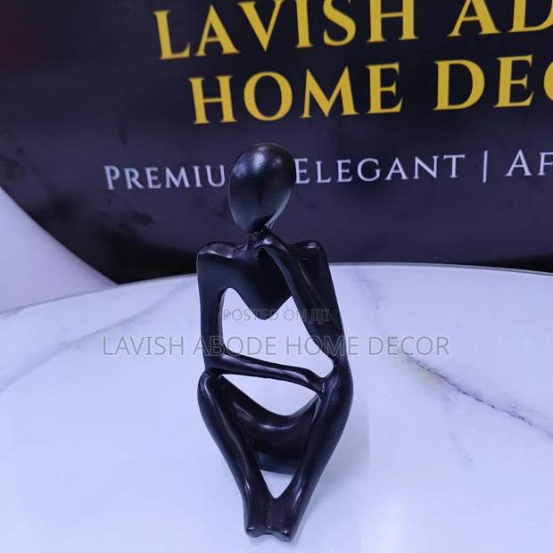 Black Thinking Man Statue Decor - main view