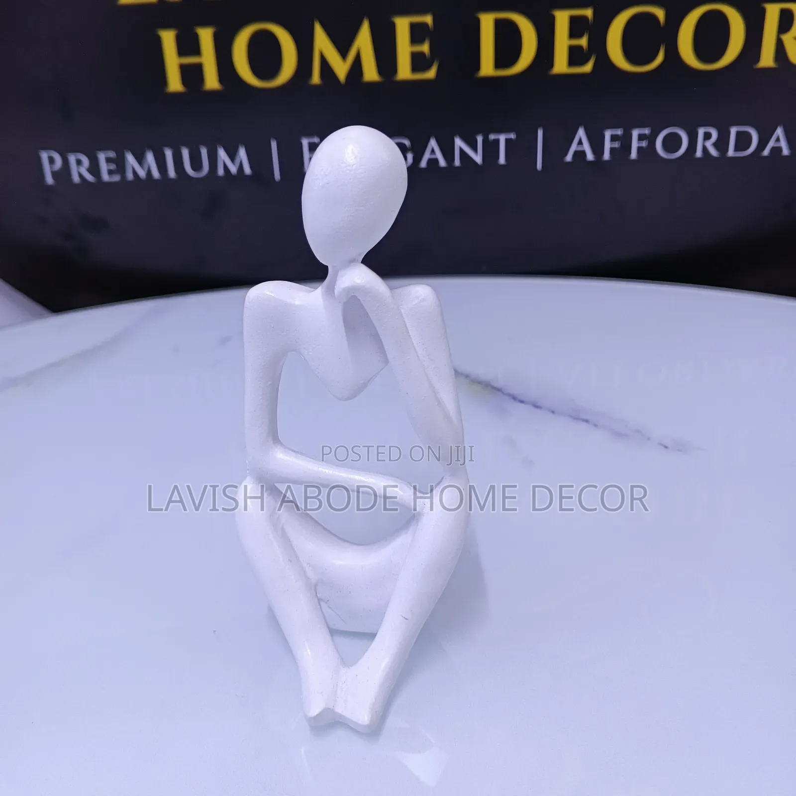 White Thinking Man Statue Decor