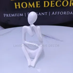 White Thinking Man Statue Decor