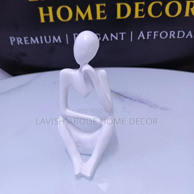 White Thinking Man Statue Decor
