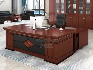 Modern Office Desk : 1.6m L-Shaped Mahogany Executive Desk