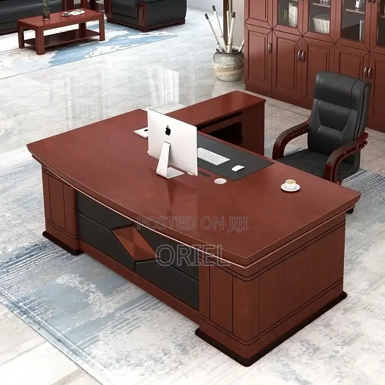 Modern Office Desk : 1.6m L-Shaped Mahogany Executive Desk