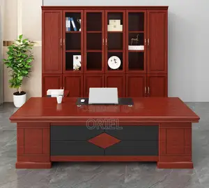 Modern Office Desk : 1.6m L-Shaped Mahogany Executive Desk
