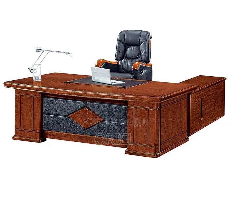 Modern Office Desk : 1.6m L-Shaped Mahogany Executive Desk