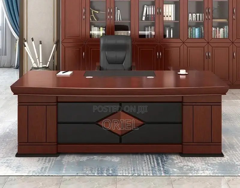 Modern Office Desk : 1.6m L-Shaped Mahogany Executive Desk