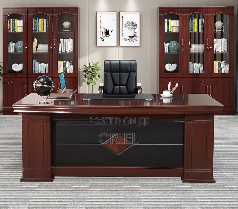 Modern Office Desk : 1.6m L-Shaped Mahogany Executive Desk